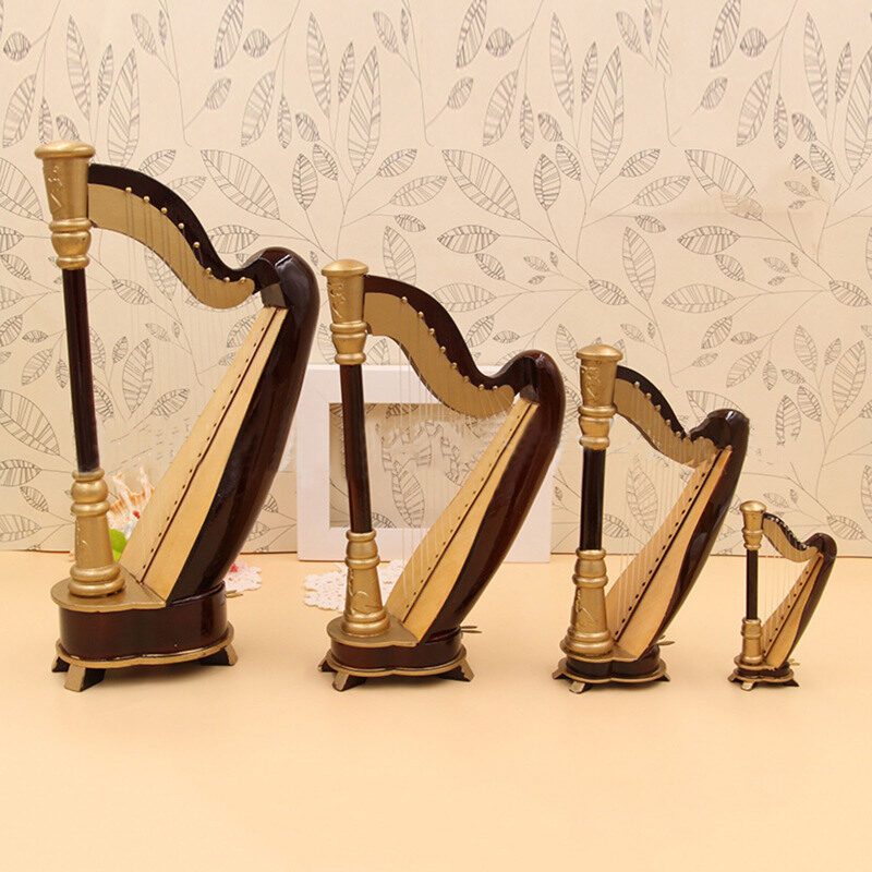Dragonpad Mini Harp Model Ornament Wooden Crafts Musical Instrument Collection Birthday Gifts Home Decoration