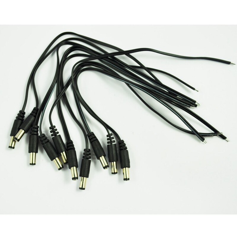 12v Power Cable Fancasee 16AWG DC Power Pigtail Cable - 5.5mm X 2.5mm Male Plug To Bare Wire, 1FT For CCTV & LED Strips 5.5x2.5mm DC Power Connector