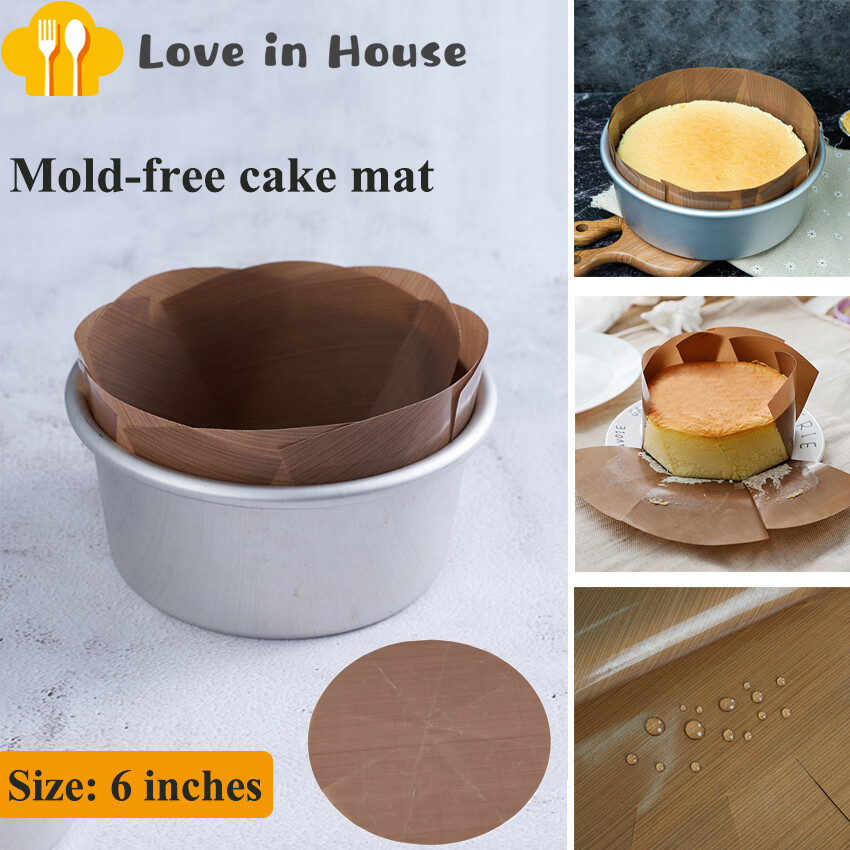 【Ready Stock】Cake Baking Tools Easy To Use Mold Cake Mat Cake Tin Liner Non-stick For Baking Pan Sheet 6 Inch Khaki Round Cake Mats