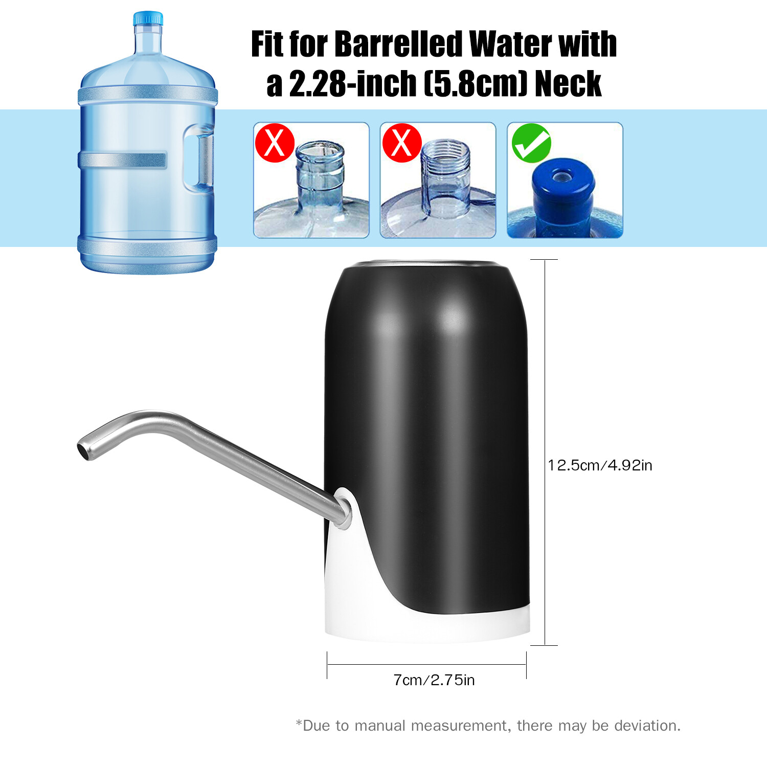 Smart Sensor Electric Drinking Water Pump Portable USB Rechargeable Automatic Water Dispenser Intelligent Water-suction Device with Indicator Light for Home Office Camping