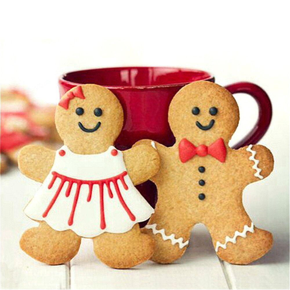 2Pcs 2Pcs Kitchen Supply Bakeware Christmas Cookie Cutter Tools Aluminium Alloy Gingerbread Men Shaped Tools Biscuit Mold Kitchen Tools Cake Decorating Tools Stainless Steel Tools Cookie Mold