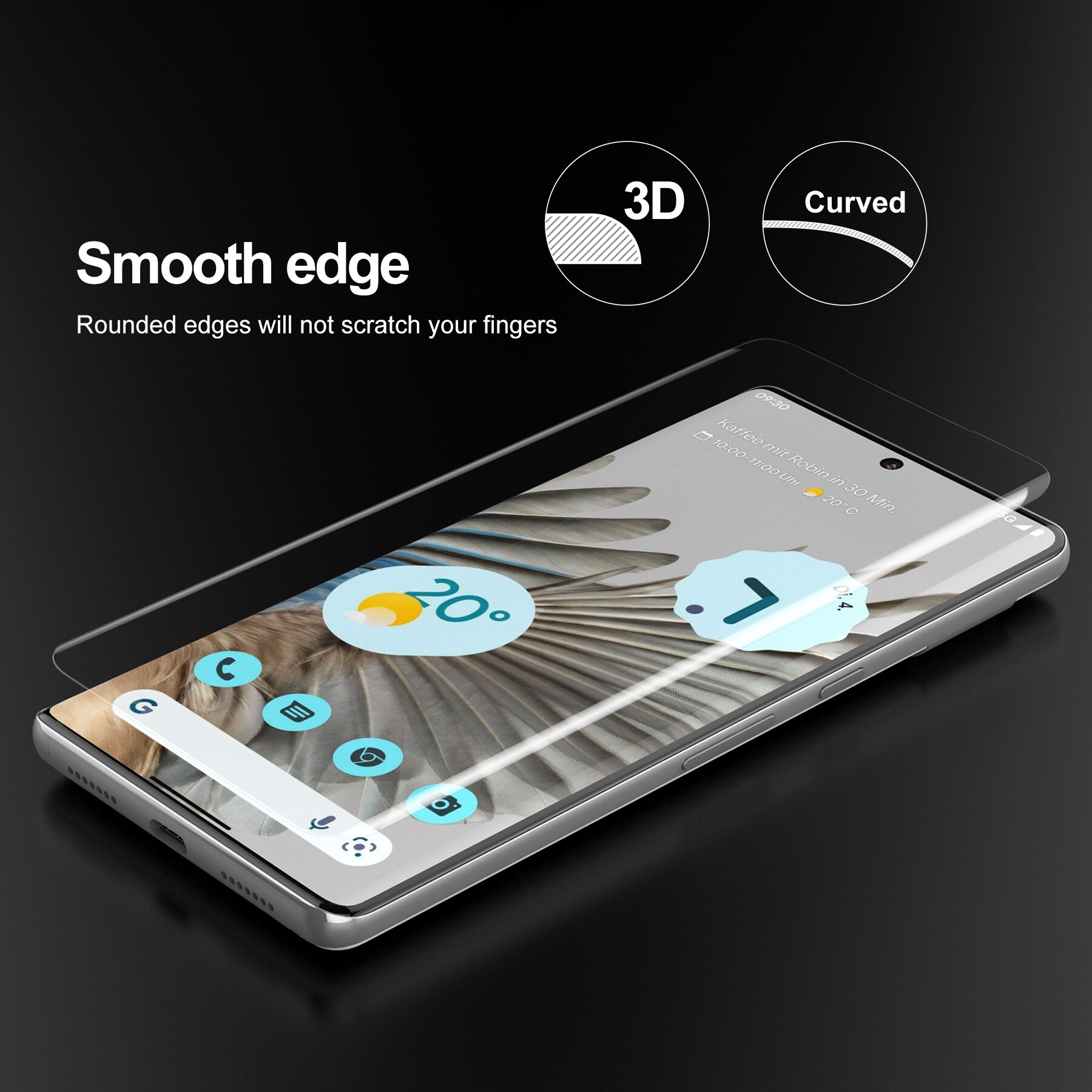{hot} 2PCS Tempered Glass for Google Pixel 7 Pro Screen Protector Full Protective Fingerprint Unlock 3D Curved UV Liquid