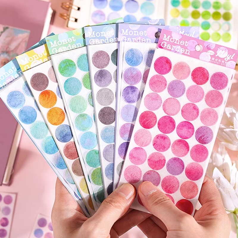 6 Tấm Morandi Màu Monet Vườn Loạt chấm bi Dán Cổ Điển Trang Trí DIY Polka Dot Dán