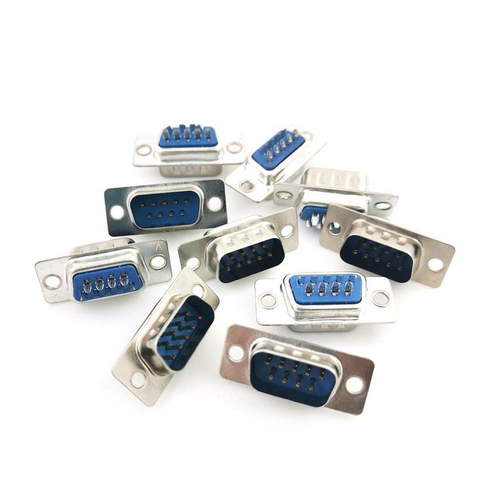 10sets DB9 RS232 Parallel Serial Port 2-Rows 9 Pin D Sub 10pcs Male/Female Solder Connector Plastic Shell Cover