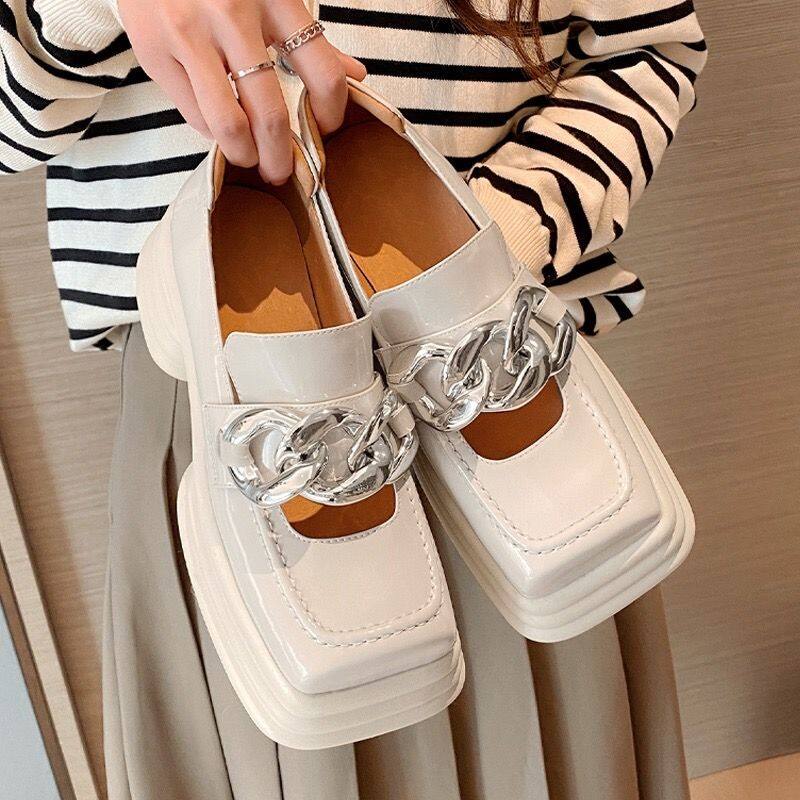 35-40 Thick-soled British-style college loafers