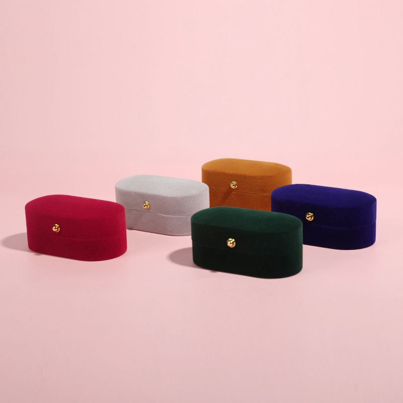 Pair ring box small ring box double ring flannel wedding jewelry box gift box jewelry packaging box