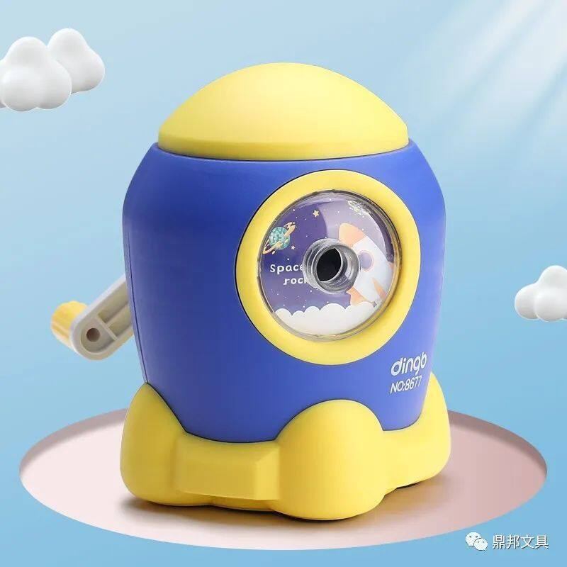 MMLUCK Cartoon Creative Children Hand-cranked Rocket Astronaut Multifunctional Mechanical Sharpener Pencil Sharpener Student Stationery School Supplies