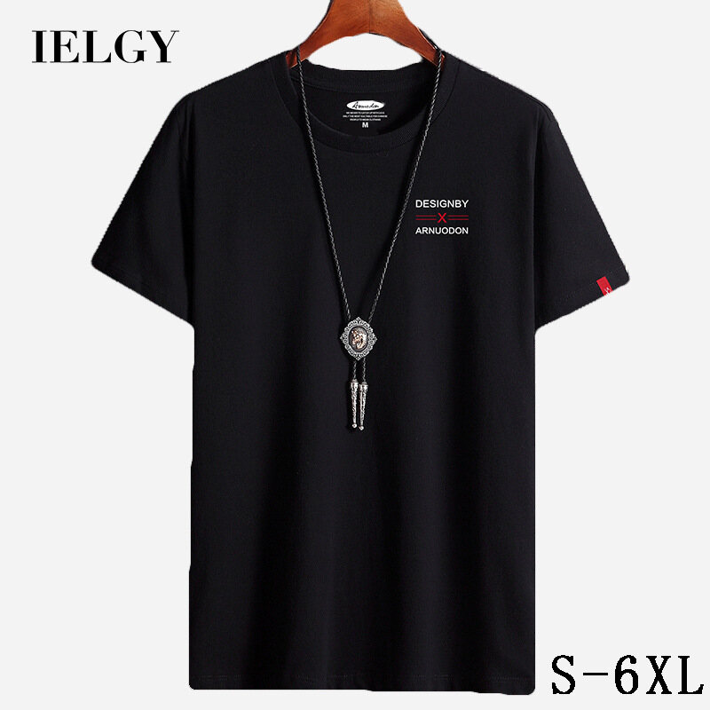 IELGY 【S-6XL】Men's short-sleeved letter T-shirt summer cotton simple wild compassionate loose large size shirt bottoming shirt