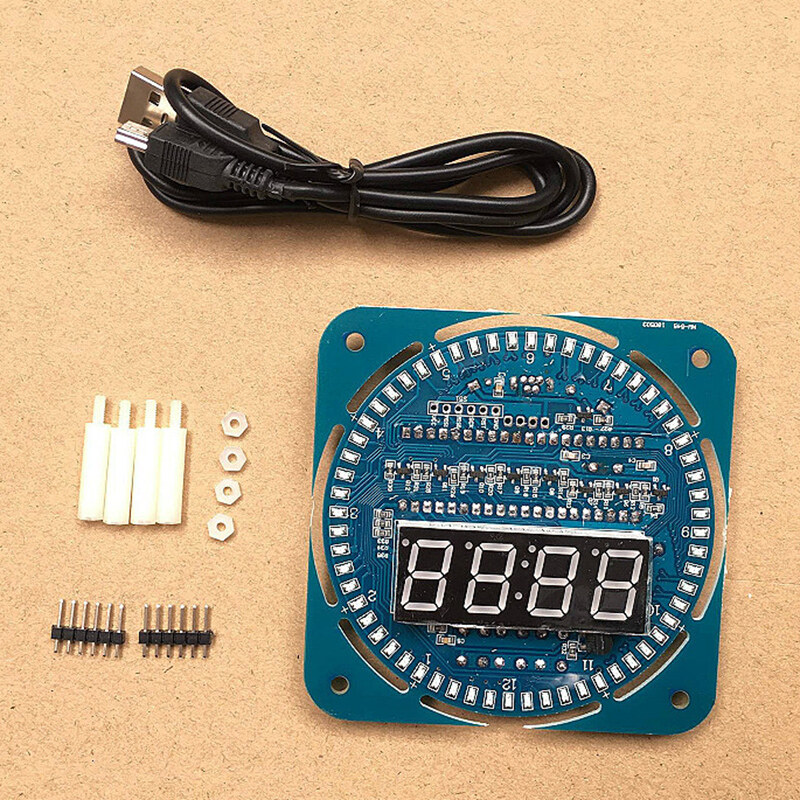 DS1302 creative temperature display clock DIY module rotating LED display electronic clock board