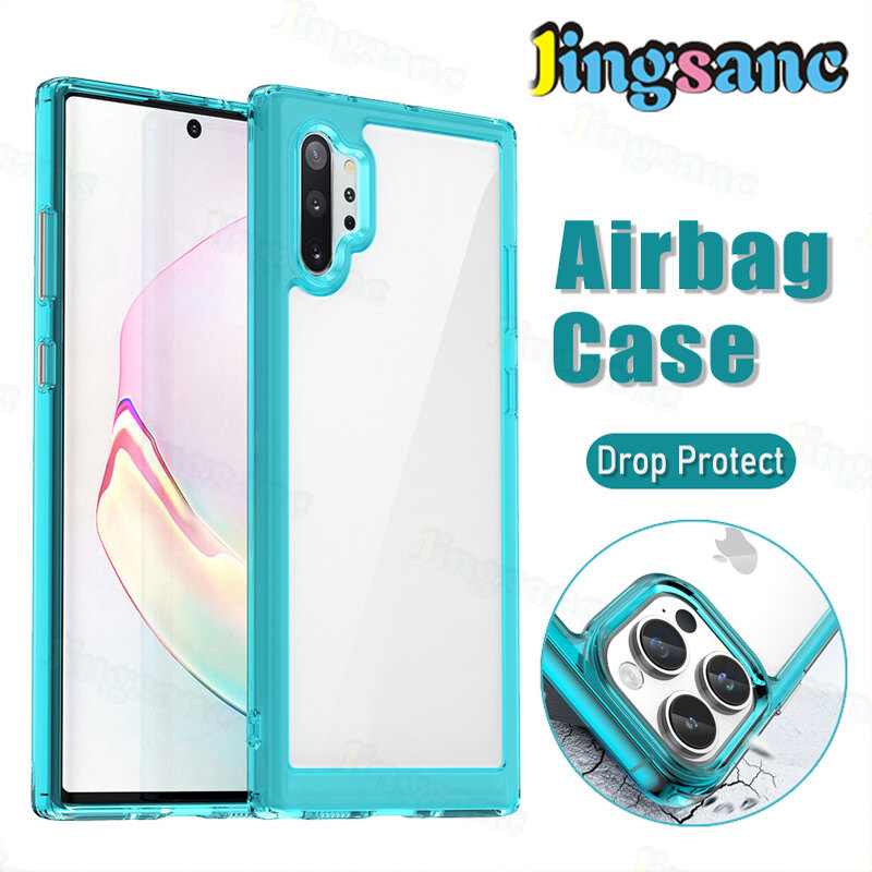 Jingsanc Hard Case For Samsung Galaxy Note 10 Plus/Note 10+/Note 10 Hybrid Armor Clear Candy Bumper Soft TPU Edge Shockproof Phone Casing Cover Shell samsung note 10 plus/note 10+/note 10
