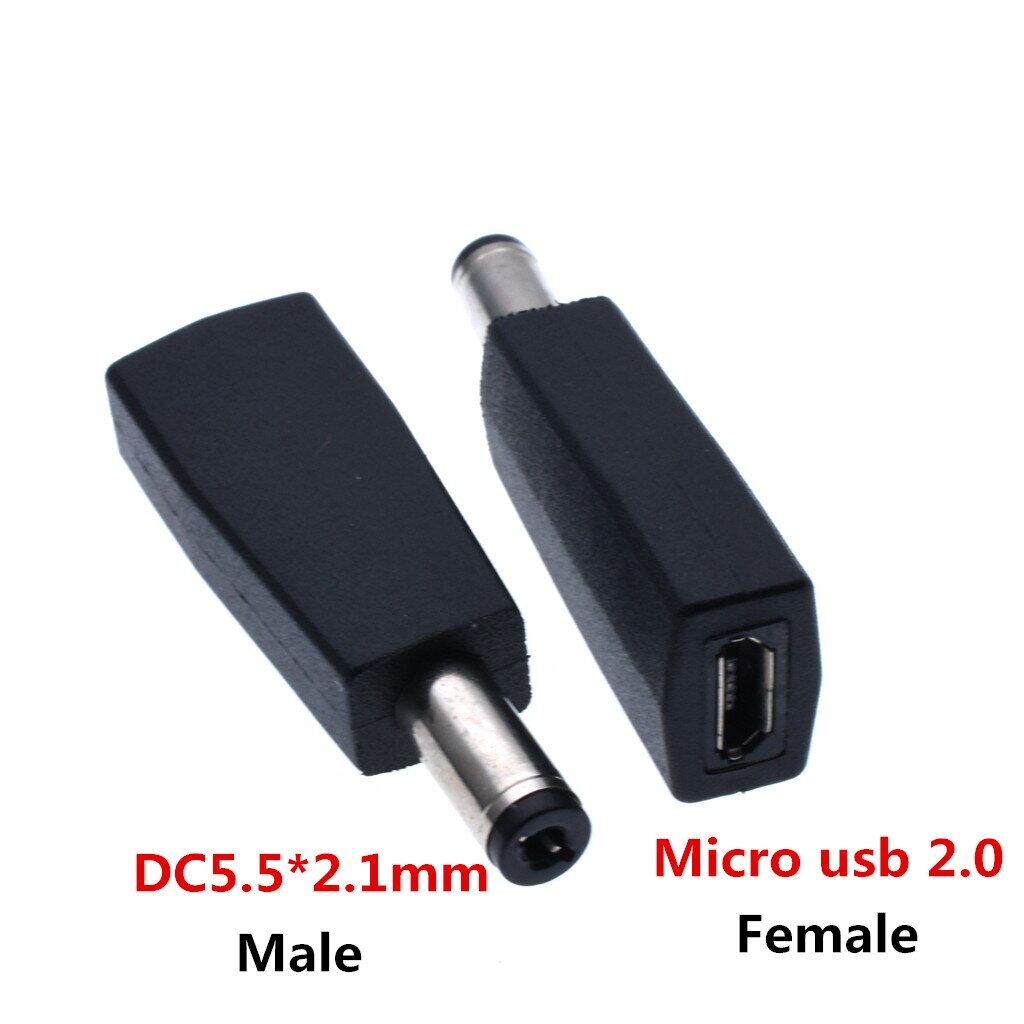 2pcs 5v tablet micro usb 2.0 female to dc 5.5x2.1 mm male power jack to dc 5.5