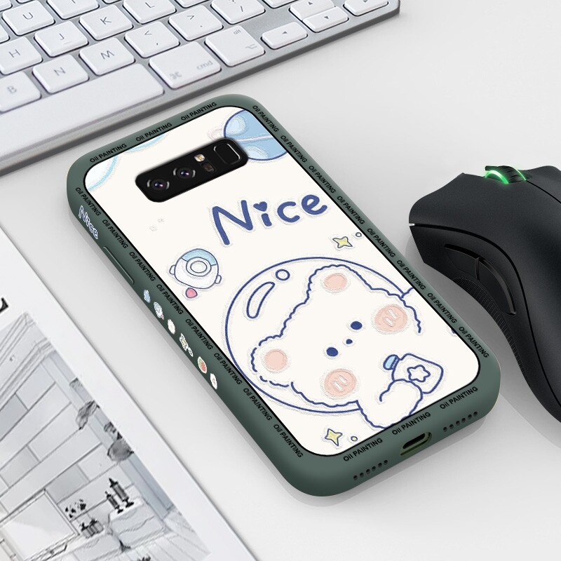 For Samsung Galaxy Note 10 LITE Note 10 PLUS Note 20 ULTRA Note 8 Note 9 Case with Cute cartoon oil painting rabbit bear Shockproof soft thin Back Cover Liquid Silicone Pattern Camera Full Lens protector casing