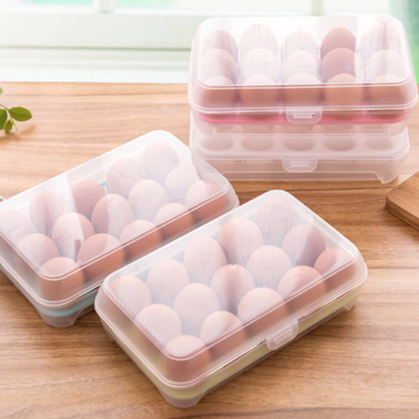 15 Grid Kitchen Egg Storage Case Refrigerator Storage Box Fridge Egg Protect Storage ContainerBox Kitchen Accessories