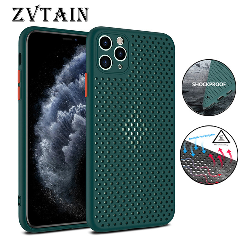 Heat Dissipation Ultrathin Ventilation Smart Phone Cases For iPhone 12 Pro Max mini 11 Pro Max XR XS Max X 8 7 6 Plus Cover Anti-knockCase Soft Cover