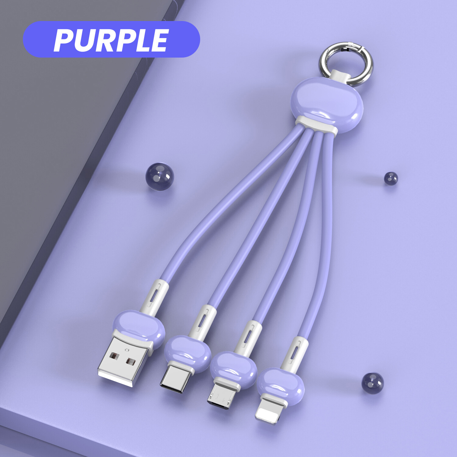 3 in 1 Fast Charging Cable Multi Charging Cable Charging with Light / USB C / Micro Port Data Cable