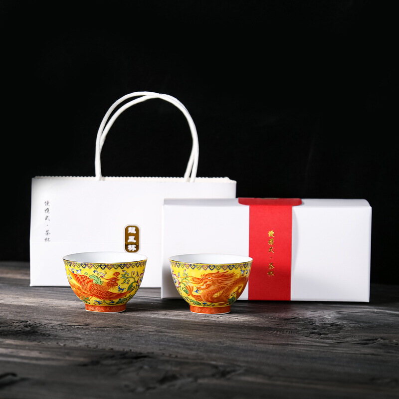 Jingdezhen Cốc Tùy Chỉnh Hình Rồng Và Phượng Nhiều Màu Tráng Men Cốc Bậc Thầy Bộ Trà Kung Fu Bằng Gốm Cốc Trà Quà Tặng
