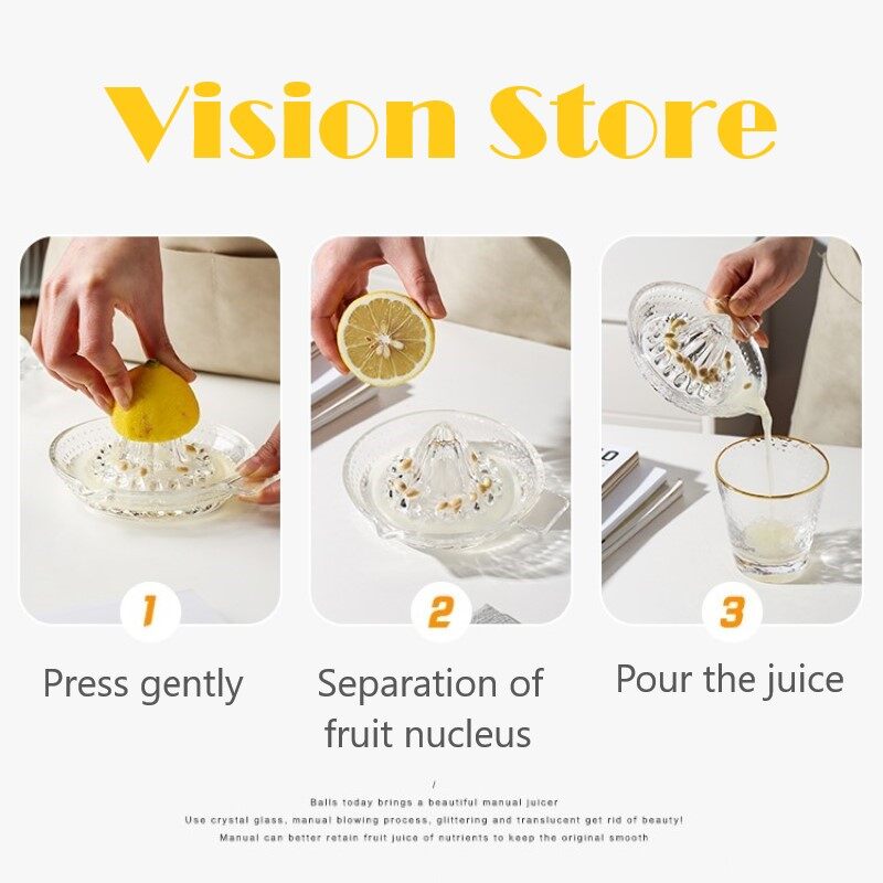 Vision Manual Glass Orange Juicer Hand Held Press Lemon Squeezer Kitchen Press Tool Citrus Squeezer Juicer
