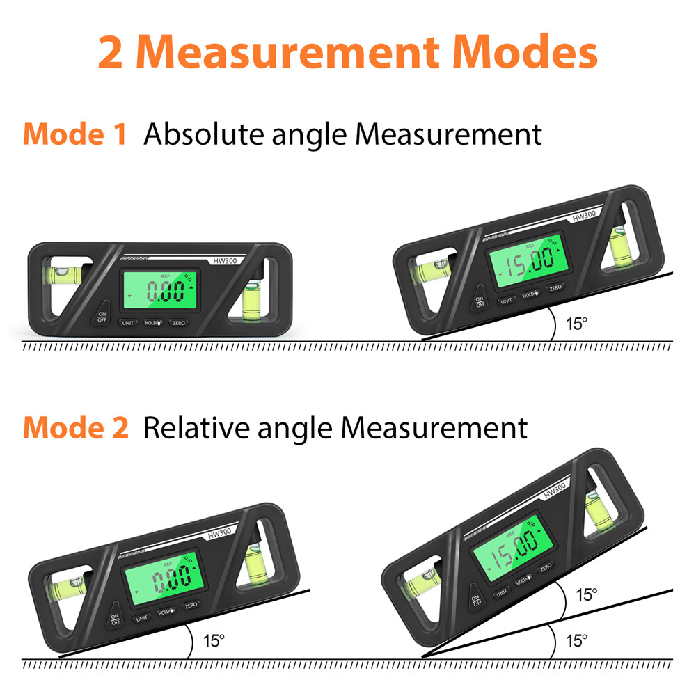 HW-300 90 Degree Ruler Digital Display Inclinometer Level Meter Protractor Angle Meter Digital Protractor Inclinometer Level Meter Goniometer Measuring Inclinometer Magnet