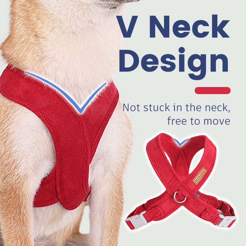 HamshMoc Soft Dog Harness and Leash Set Adjustable Pet Harness Comfortable with Easy Control Handle for Small Medium Dogs