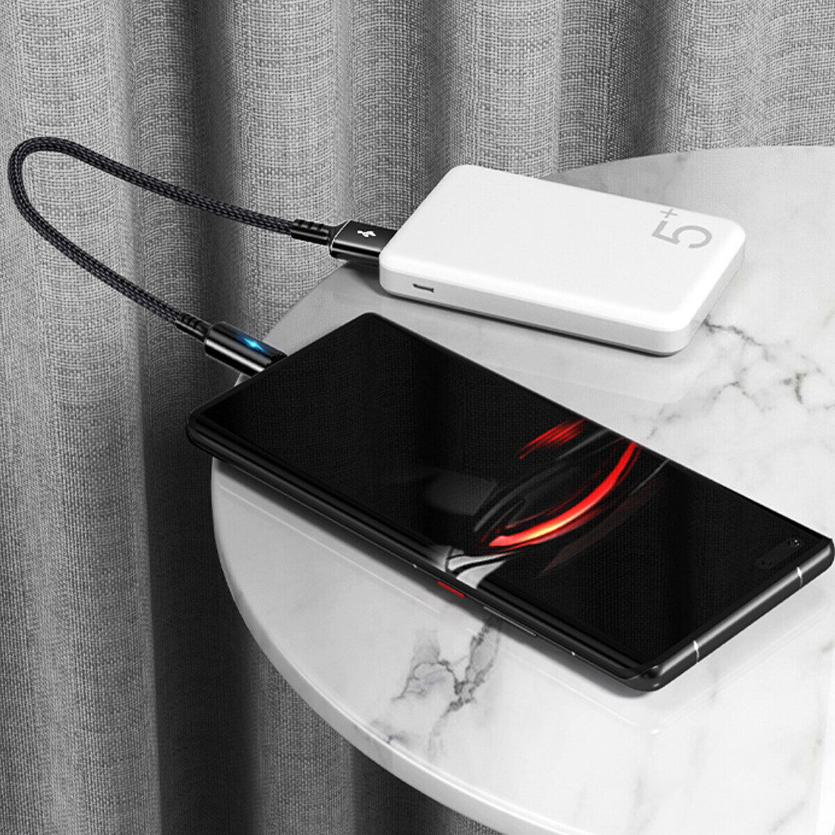 Fonken Cáp Sạc USB Ngắn 25Cm Cáp Micro USB Type C Cho Huawei Android Sạc Nhanh 2.4A Cáp Sạc Điện Thoại Có Đèn Báo