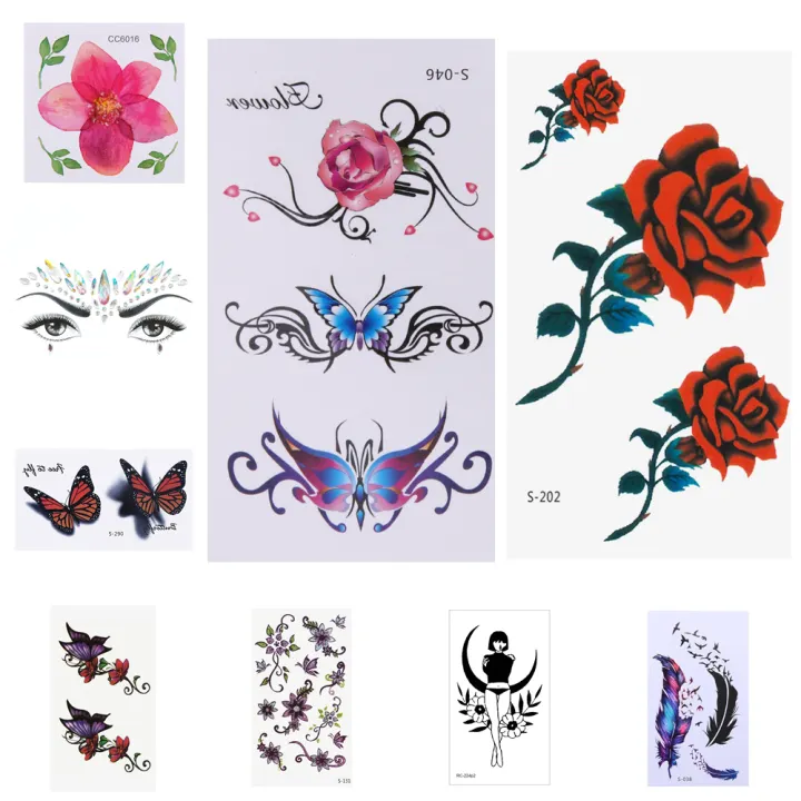Download 1 5 10pcs 3d Butterfly Flower Temporary Tattoo Stickers Waterproof Body Art Sticker Lazada Ph