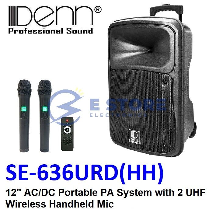 Denn Pa System With Wireless Mic DENN SE-636URD(HH) AC/DC Portable