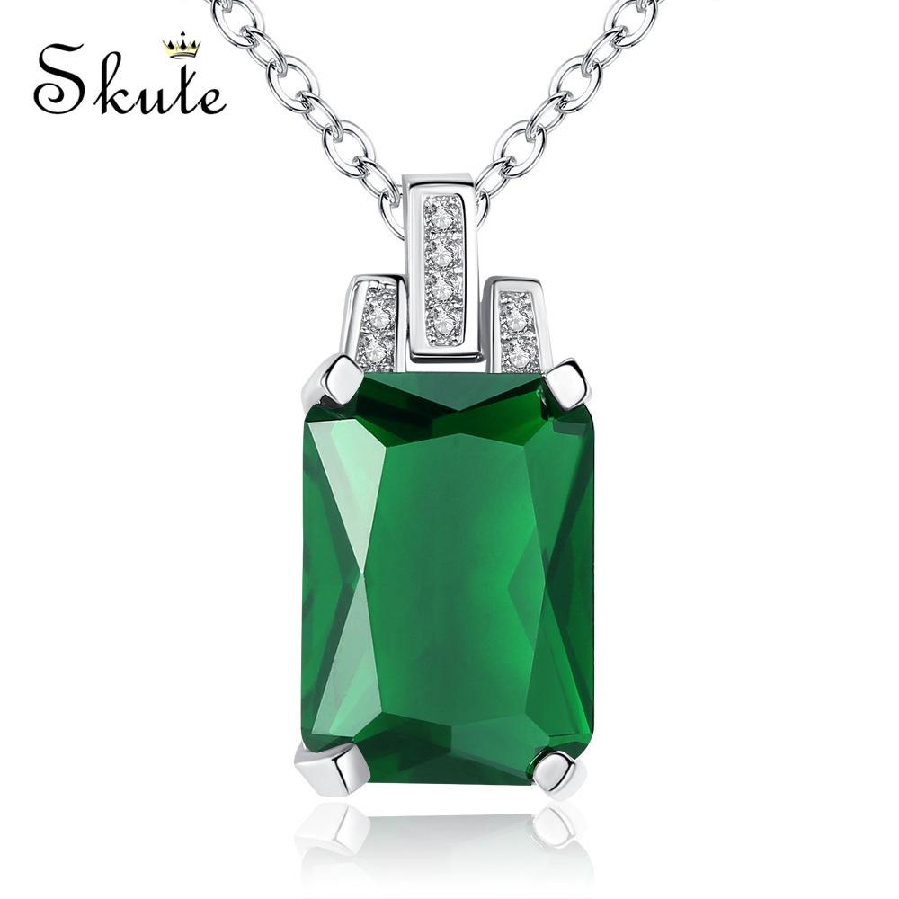 ❤Skute Necklace Green Crystal Pendant 
