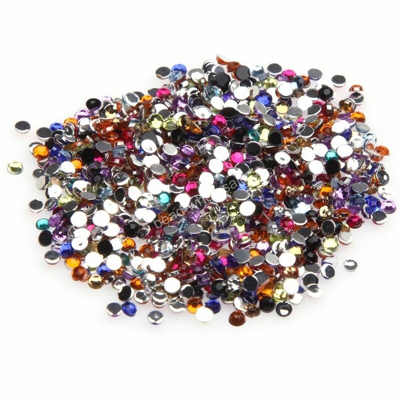2000pcs Sparkling Resin Rhinestone Flatback Crystal 2mm Facets Gems Beads for DIY Jewelry Making