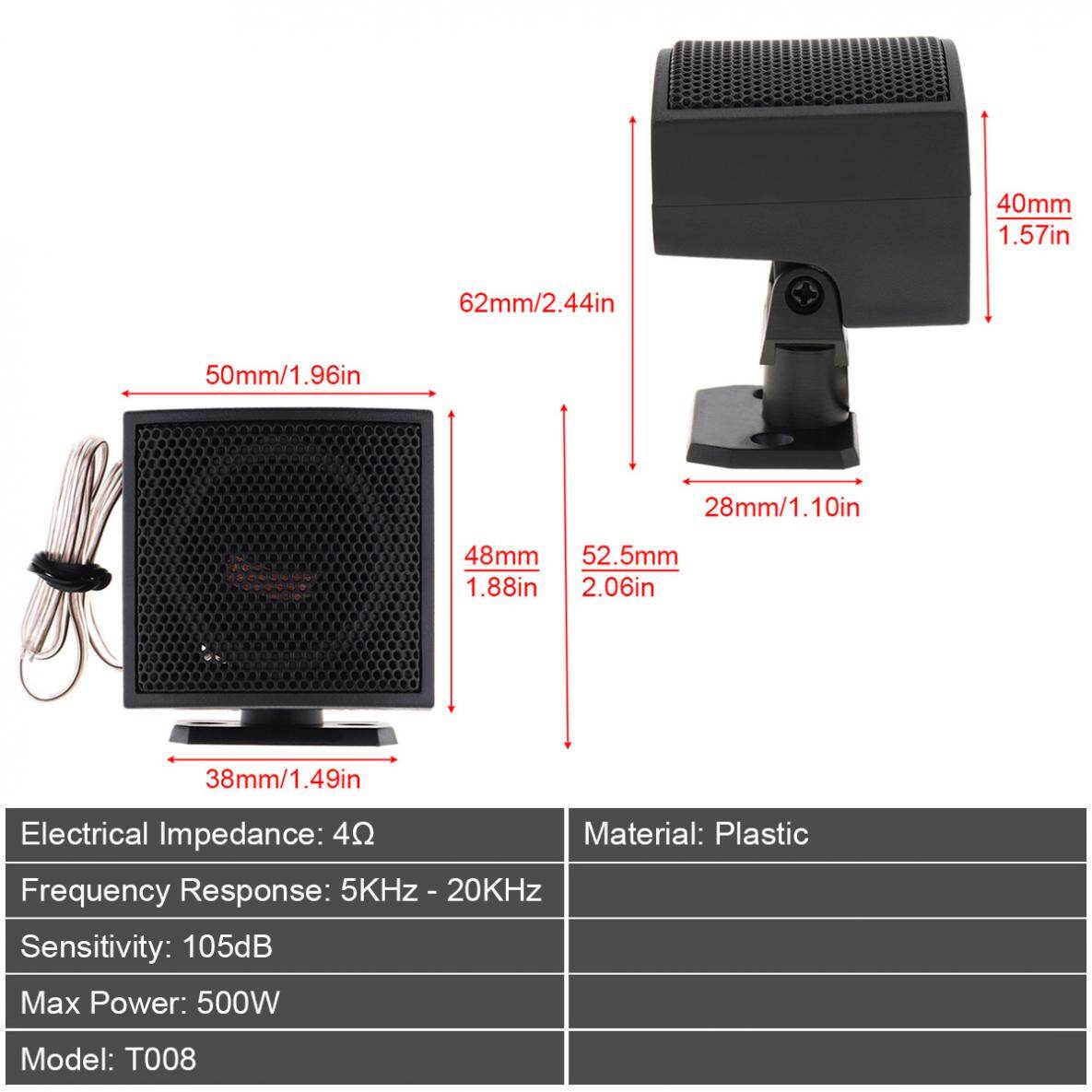 Loa tweeter OEM mini TP-008A 500W hiệu quả cao cho hệ thống âm thanh xe hơi (1 đôi)-INTL