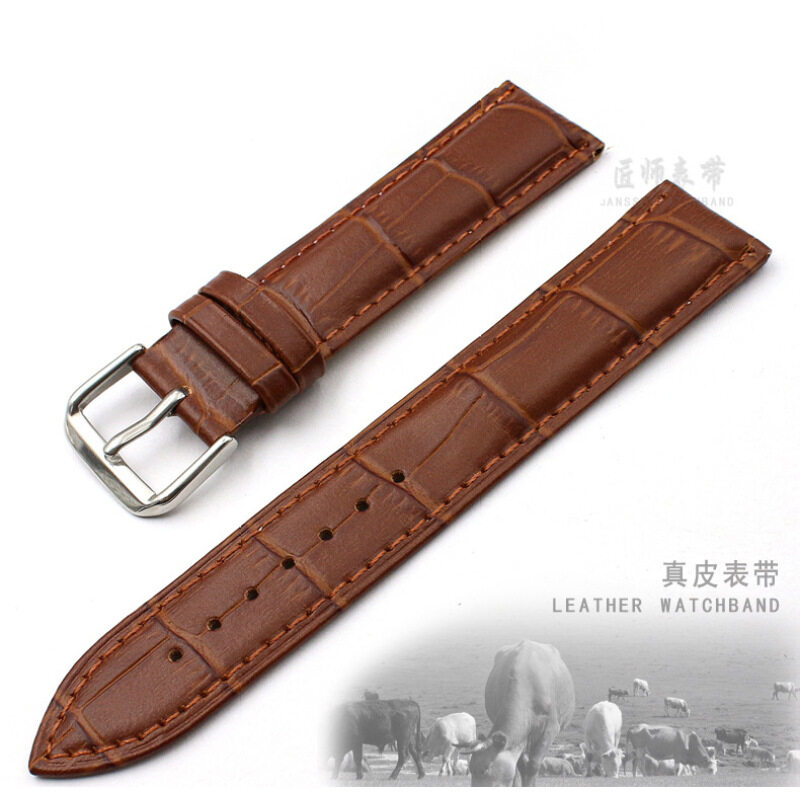 14mm Width cow Leather Wristwatch Watch Band Strap Watchband Stainless Buckle (Brown ) Malaysia