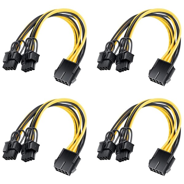 4PCS 8 Pin PCI-E to 2 PCI-E 8 Pin (6 Pin +2 Pin) Power Cable Splitter PCI Express Graphics Card Connector PC Power Cable