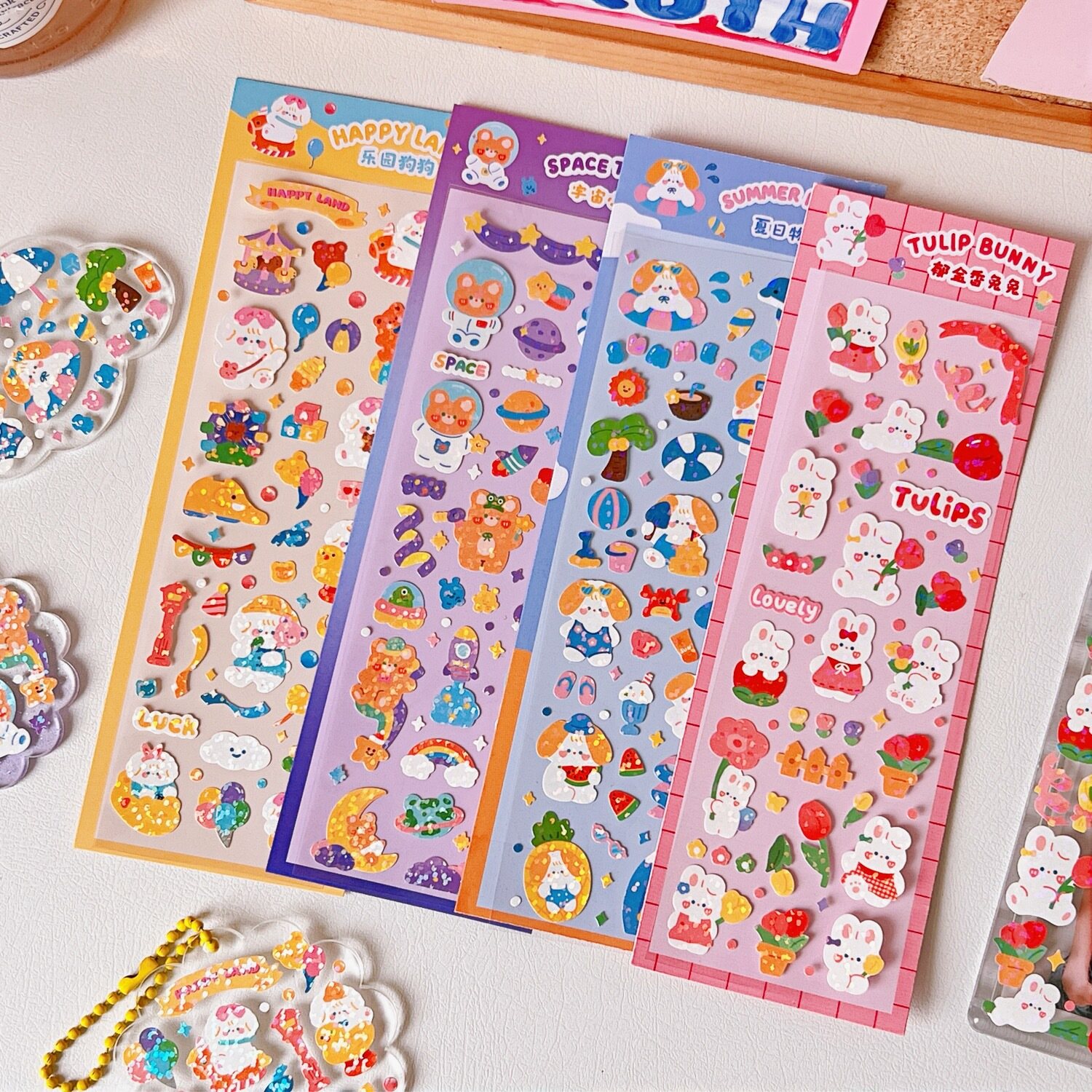 Sticker Trang Trí Hình Gấu Thỏ Dễ Thương Siêu Lạ
