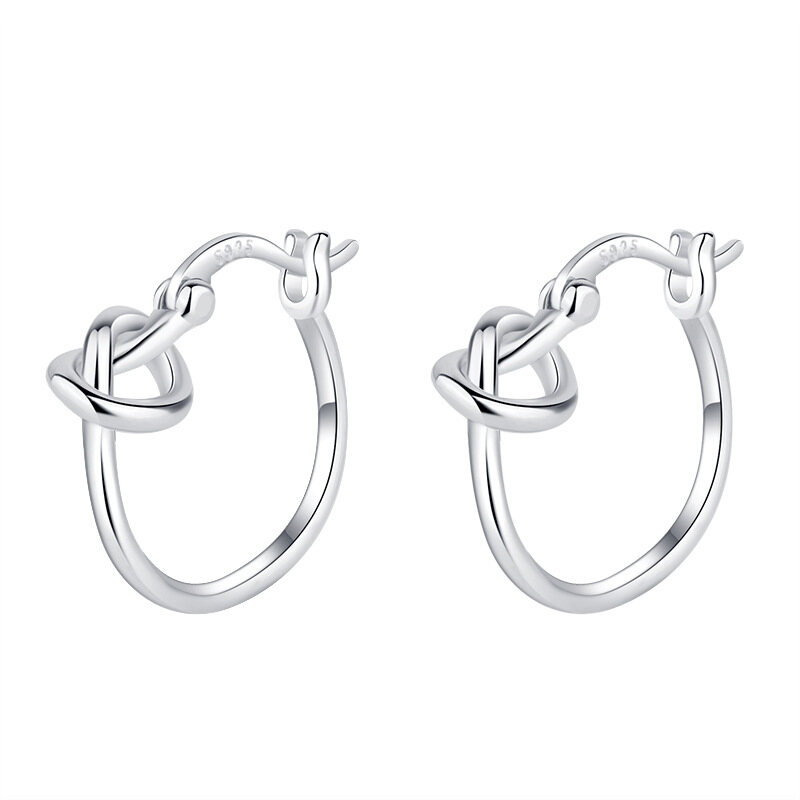 925 Sterling Silver Plain Hoop Earrings Female Foot Silver Earrings