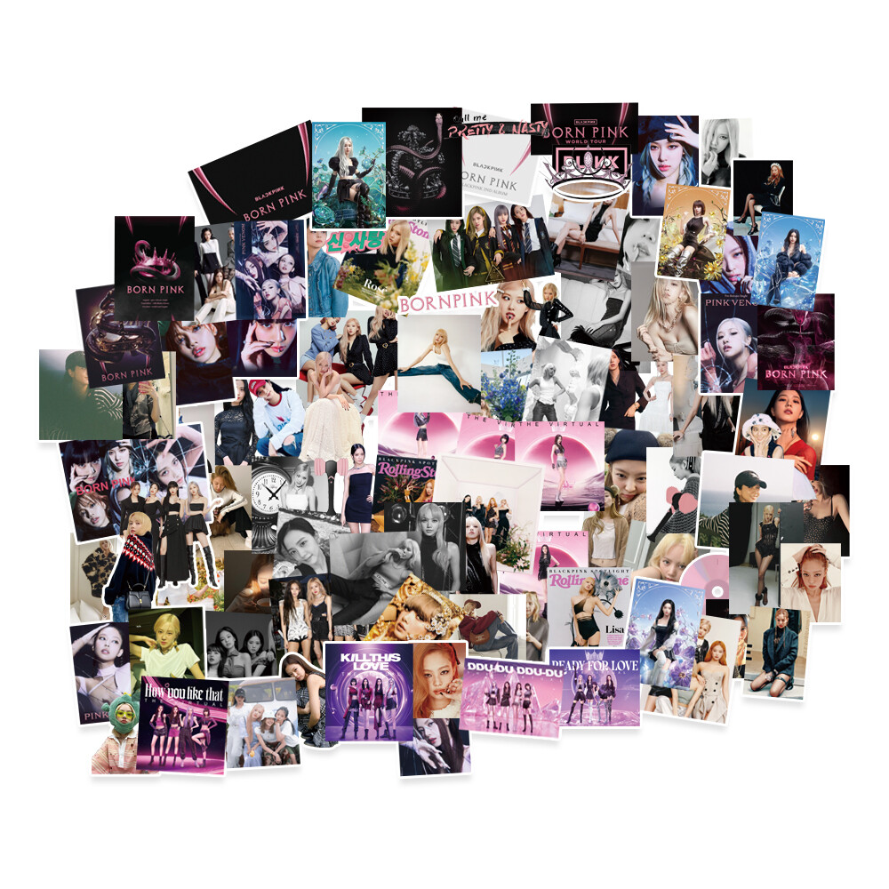 csbi 100pcs/set Kpop BLACKPINK 2022 New Album BORN PINK PVC Stickers Album for Laptop Luggage Patches Skateboard Sticker