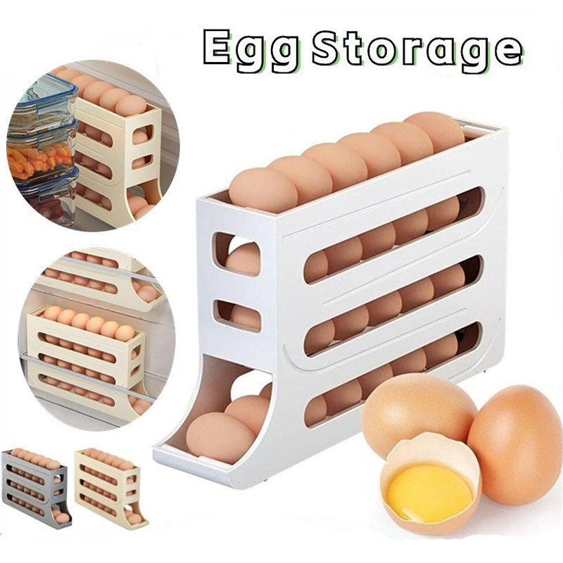 Tự động cuộn giá để trứng chủ lưu trữ vỉ trứng Giỏ hộp đựng thức ăn trứng trường Hợp Chủ tủ lạnh lưu trữ tổ chức