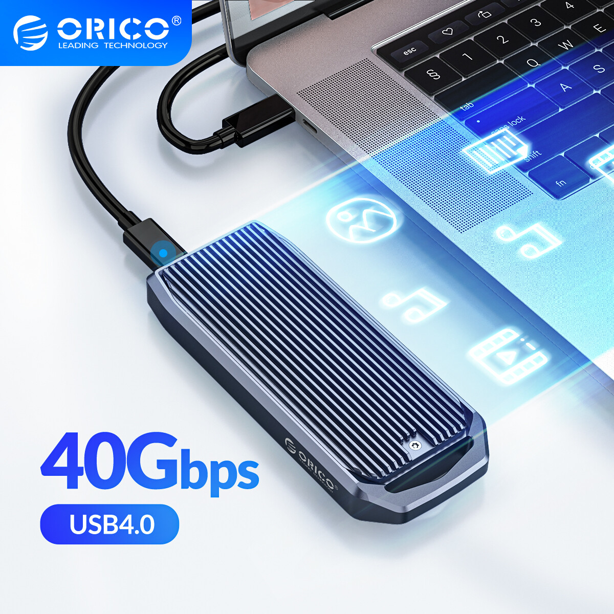 Orico m2 ssd case 40gbps nvme enclosure m.2 to usb 4.0 type c 4.0 usb 3.0 ssd adapter for nvme ssd disk box(m2v01)