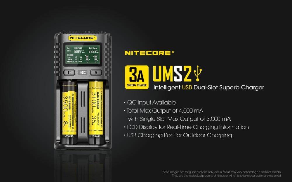 NITECORE UMS4 UMS2 Intelligent QC Fast Charging 4A Large Current Multi - Compatible USB Charger