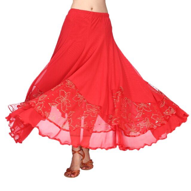 Falda Larga De Baile Moderno De Flamenco, Falda De Malla Con Lentejuelas, Vestido De Vals, Disfraz De Mujer