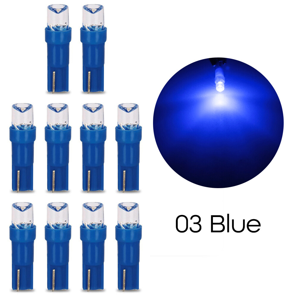 Janedream 10Pcs T5 LED Car Dash Dashboard Lights Bulb Instrument Panel Lamp Speedometer Wedge Side Concave Lens