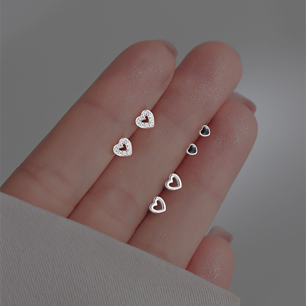 sanhe S925 Silver Stud Earrings Simple Earrings Ear Bone Studs