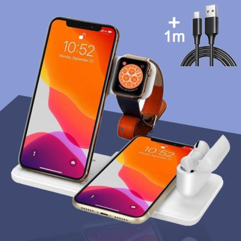 Đế Sạc Nhanh Không Dây Qi 20W Cho iPhone 11 12 13X8 Apple Watch Đế Sạc 4 Trong 1 Có Thể Gập Lại Cho Airpods Pro