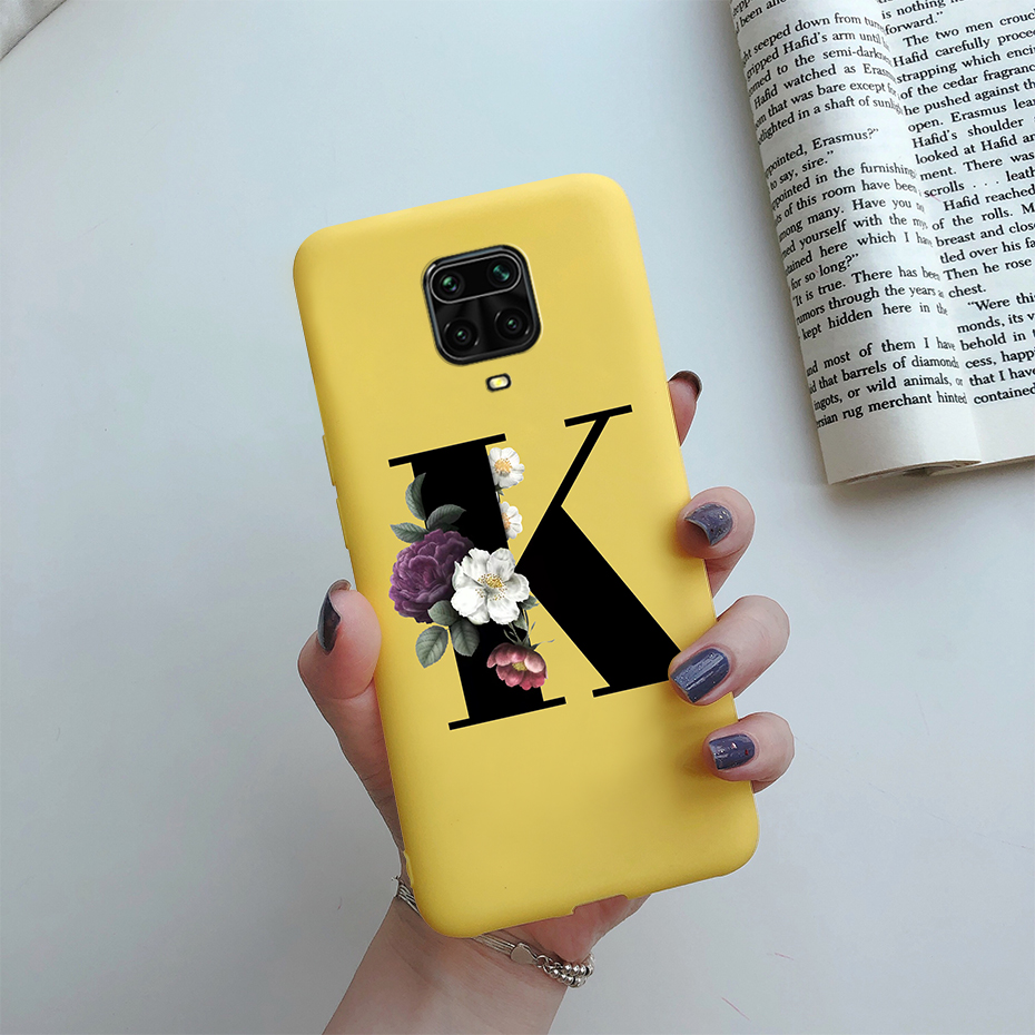 Case For Xiaomi Redmi Note 9s Note 9 Pro Max Casing Luxury Flower Letters Soft TPU Silicone Phone Case Shockproof Cover