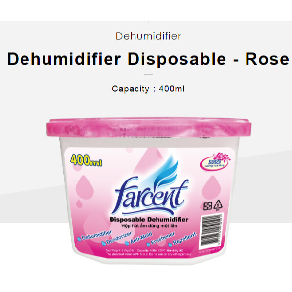 FARCENT DEHUMIDIFIER DISPOSABLE (ROSE) 400ML Lazada