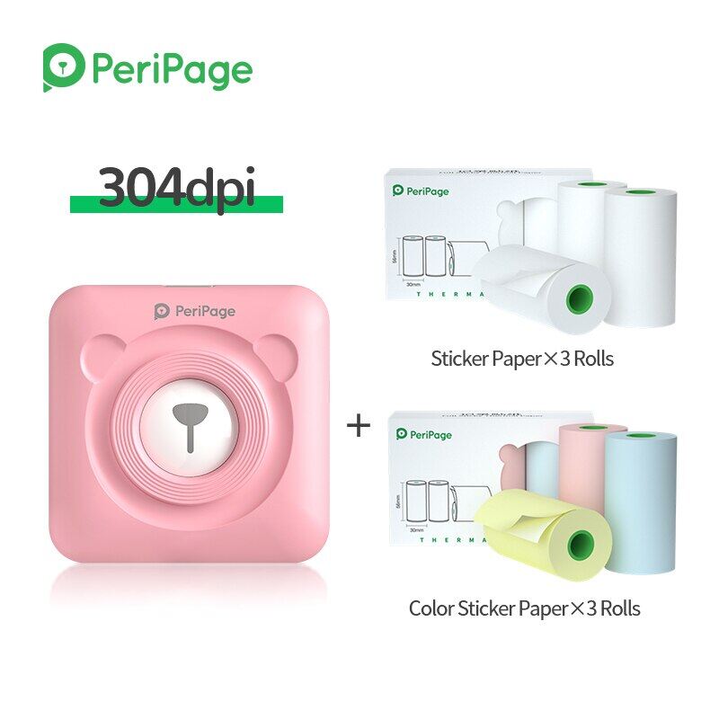 Peripage Portable 304Dpi Thermal Picture Photo Label Mini Printer Brown Red Yellow Green Blue A6 Thermal Label Printer