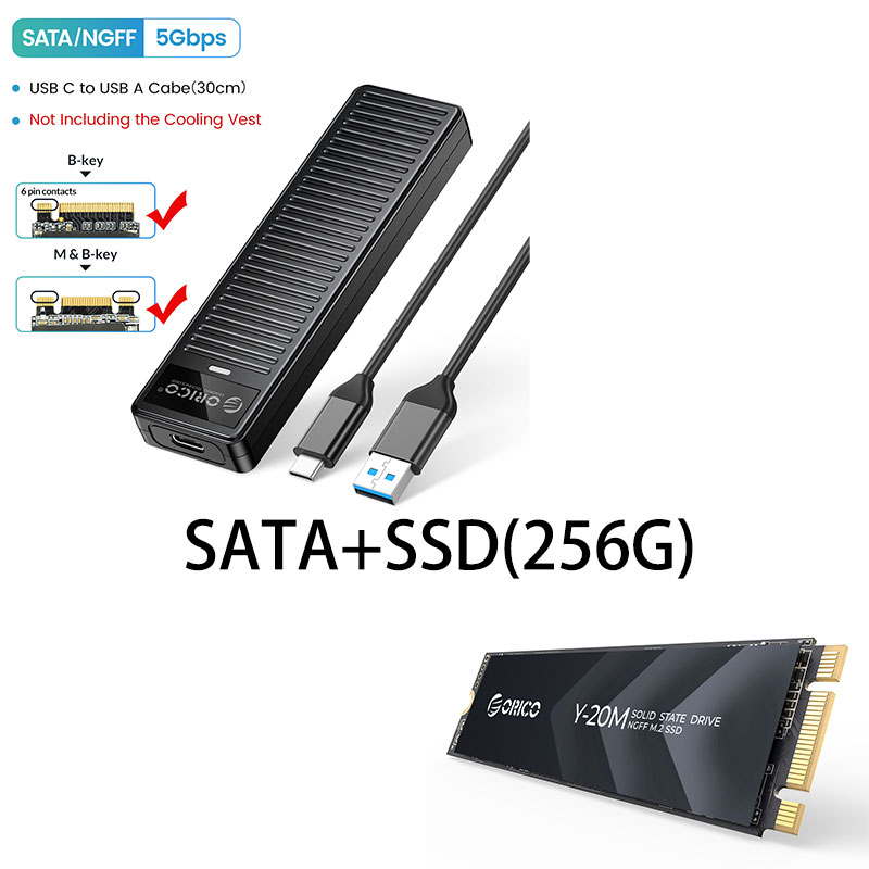 Orico m.2 nvme sata ssd enclosure adapter usb 3.2 gen 2 to nvme pci-e sata m-key/ key solid state drive enclosure support uasp trim for nvme/sata ssds 2242/2260/2280