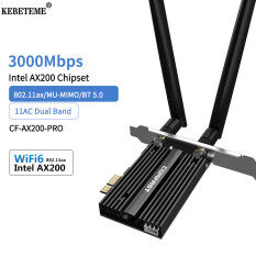KEBETEME Băng Tần Kép 3000Mbps Để Bàn Không Dây PCI-E Cho Intel AX200 Pro Thẻ 802.11a AX 2.4G/5Ghz Bluetooth 5.0 PCI Express WiFi 6 Adapter