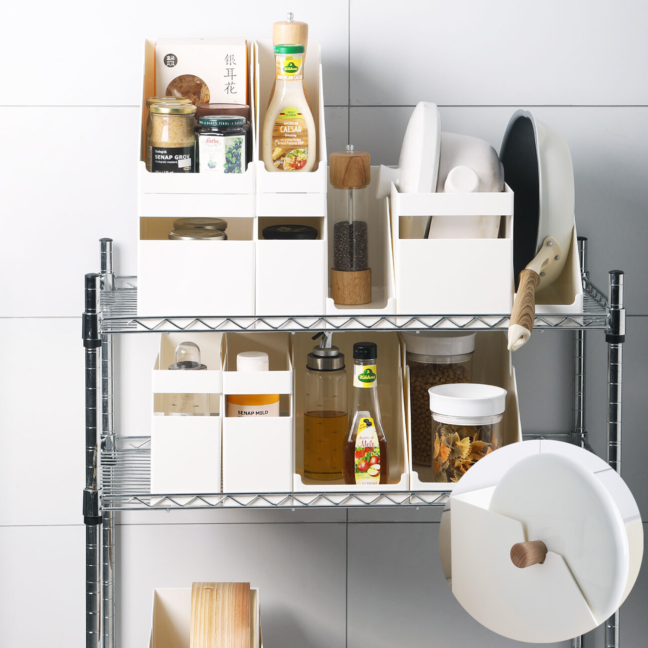 CNMF ABS Plastic Storage Box Cabinet Storagr Basket Kitchen Cupboard Organizer Desktop Debris Sorting Rack
