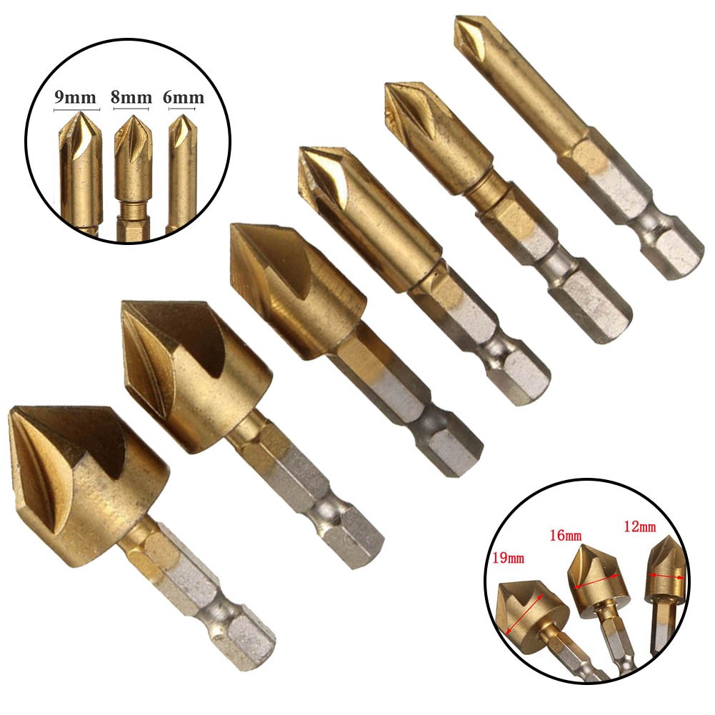 Toolstar 5 Flute 90 Degree Countersink Drill Bit Woodworking Hole Opener Countersink Drill Chamfering Tool
