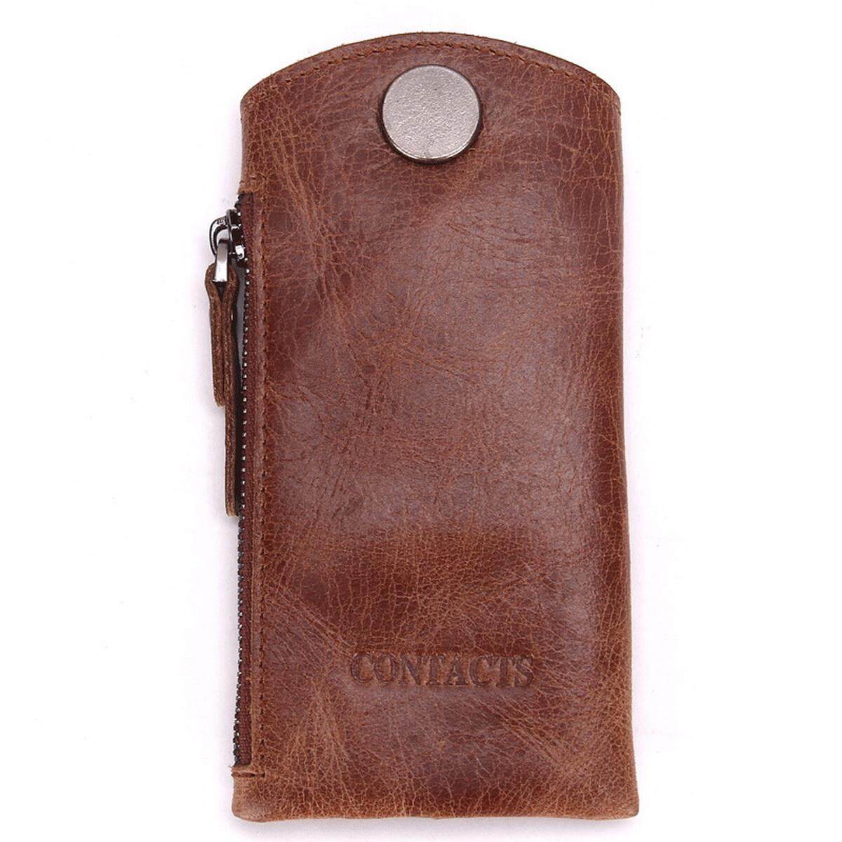 Portable Genuine Leather Key Wallet Holder Organizer Car Keyring Key Chain Pouch