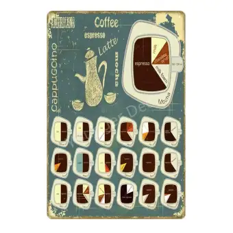 House Coffee Menu For Bar Pub Cafe Decoration Espresso Tea Wall